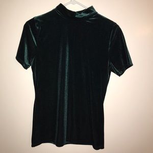 Ambiance Green Velvet Mock Neck Shirt